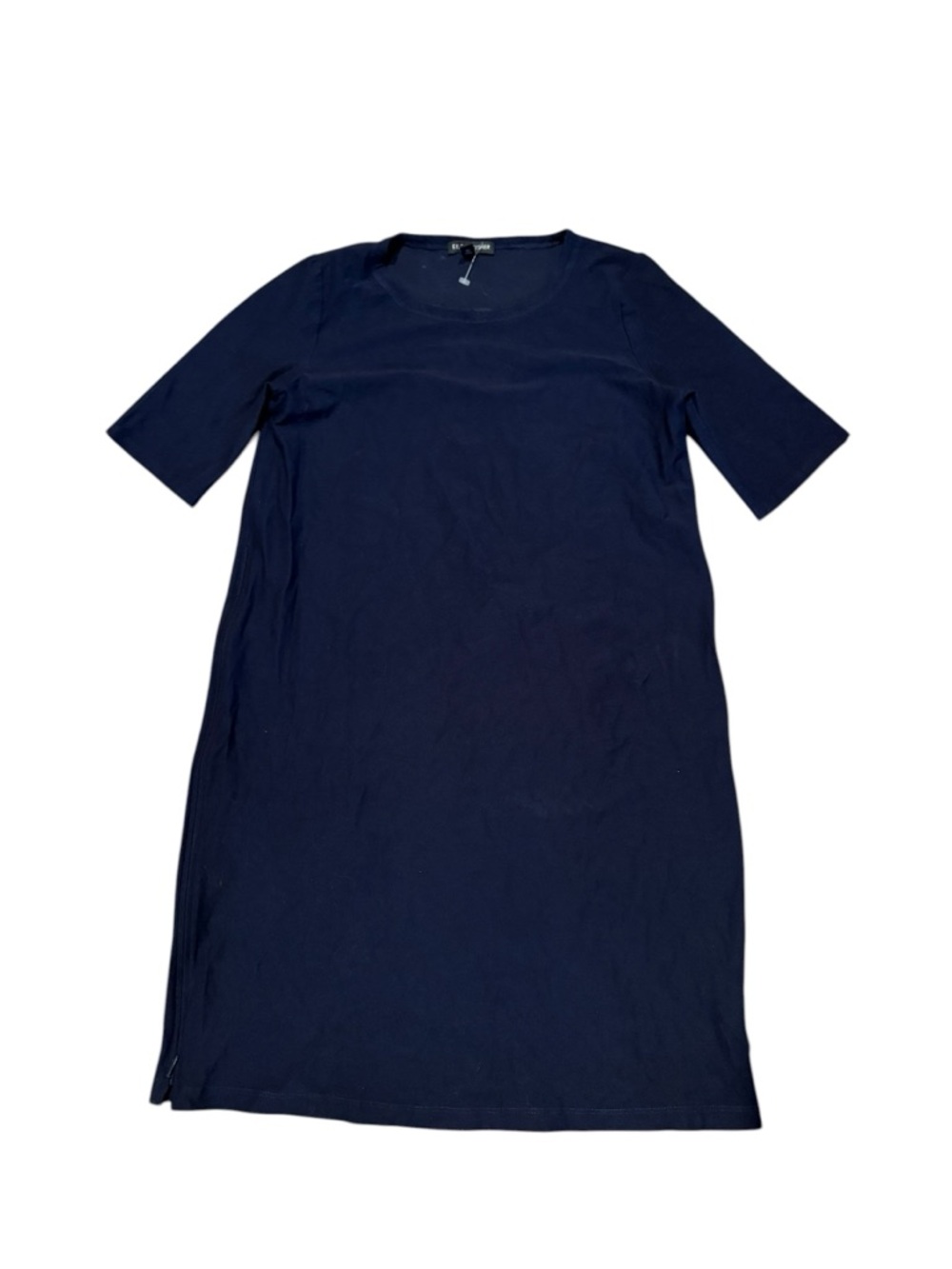 Eileen Fisher navy blue side zip crepe dress xxs